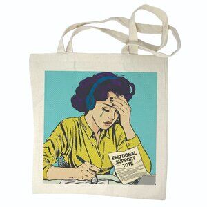 Emotional Support Tote - Pop Art Stressed Gal Canvas Bag NWT